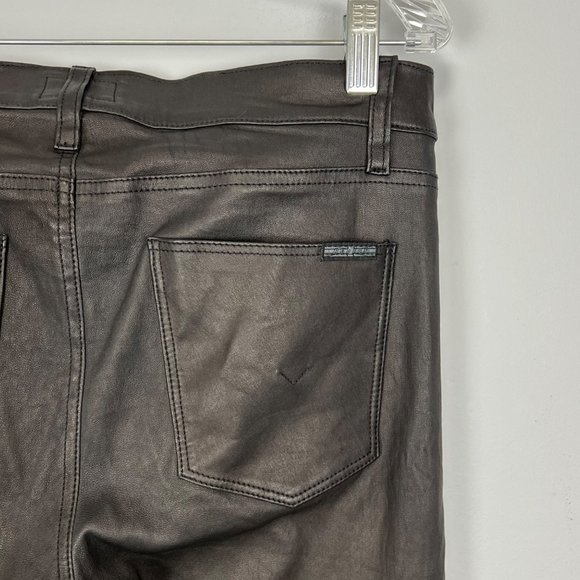 Hudson Womens Juliette Super Skinny Black Lamb Leather Jeans ALTERED size 30 - Picture 8 of 12